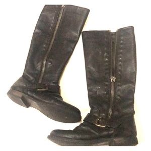 Black Steve Madden leather distressed riding boot